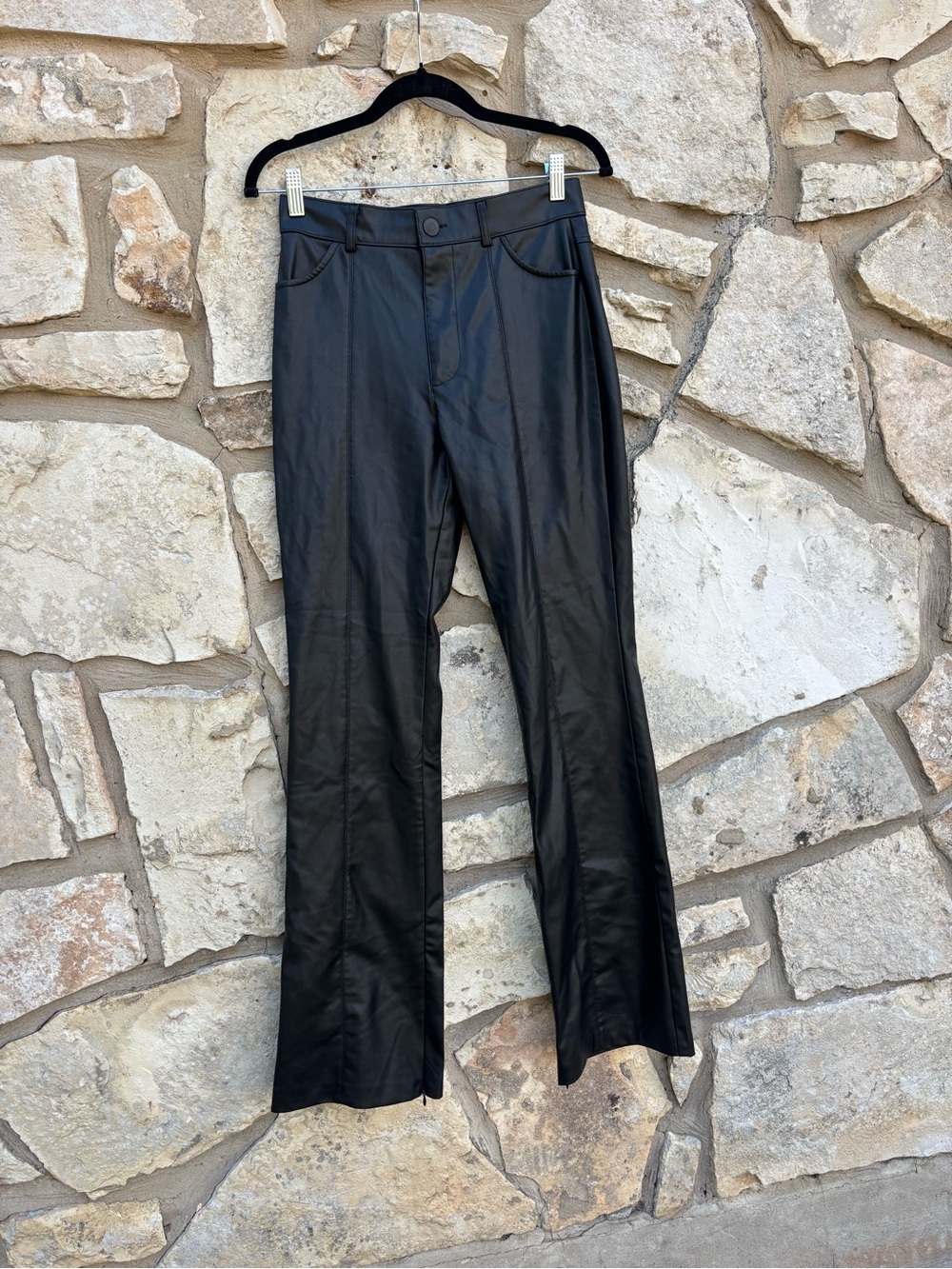 Zara Faux Leather High Waisted Flare Pants size small